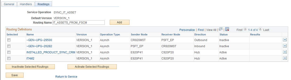 Routings (SYNC_IT_ASSET) Page