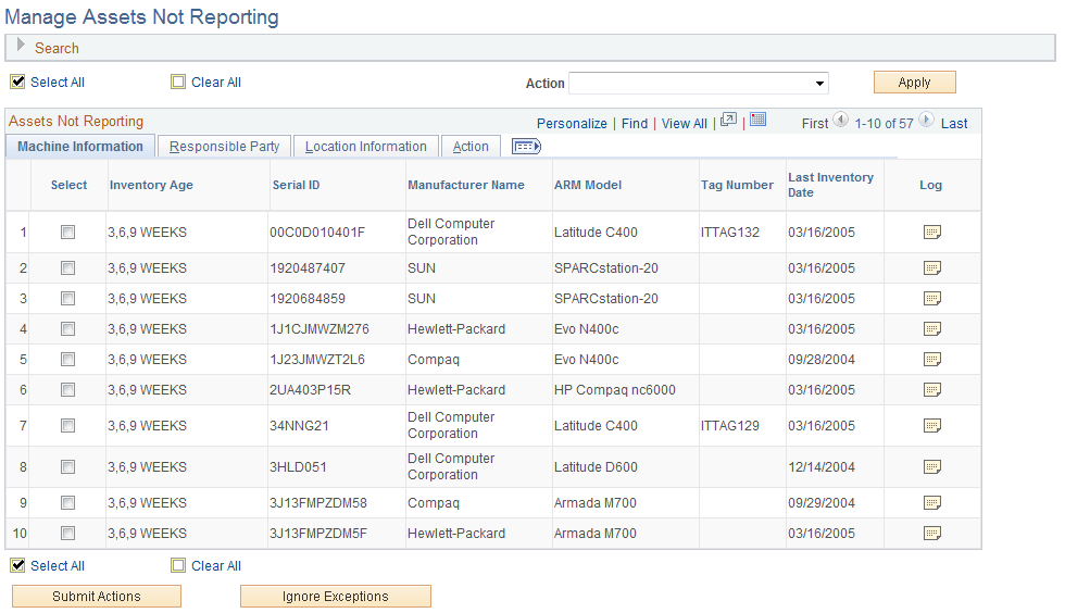 Assets Not Reporting - Machine Information