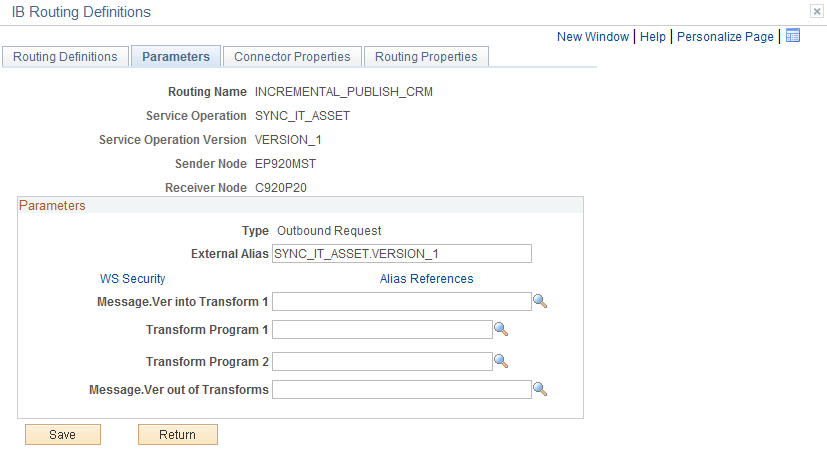 Parameters Page(INCREMENTAL_PUBLISH_CRM)