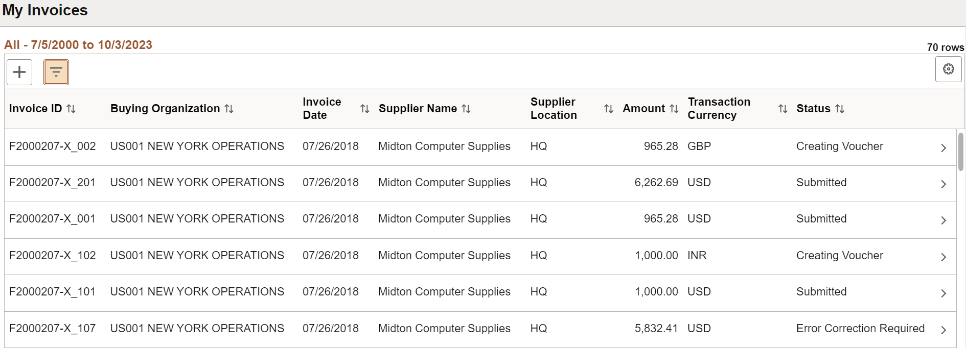 My Invoices Page