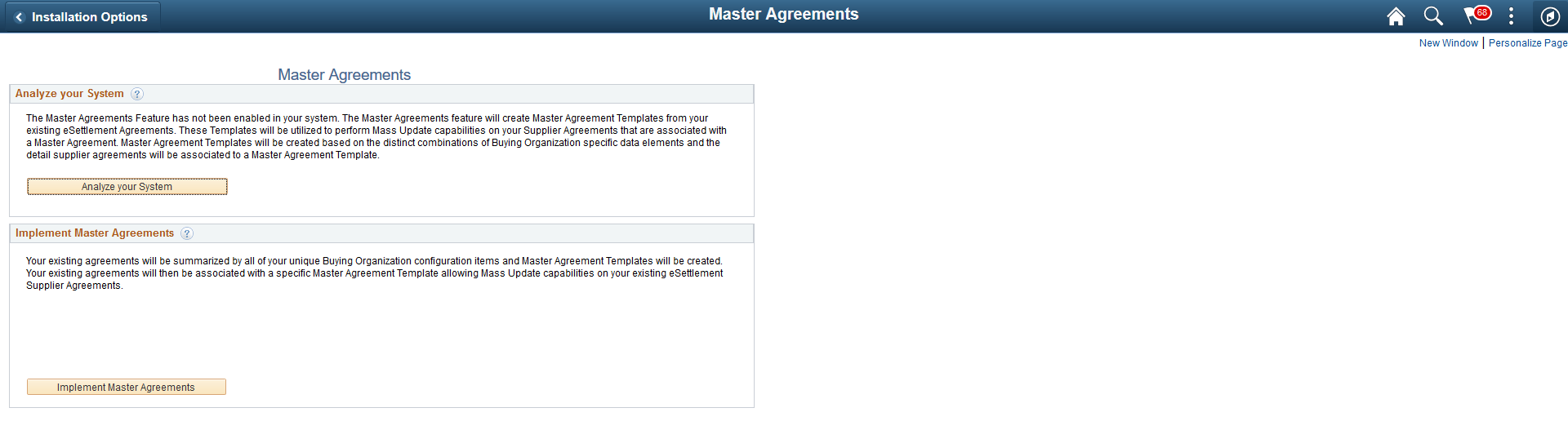 Master Agreement Analysis page