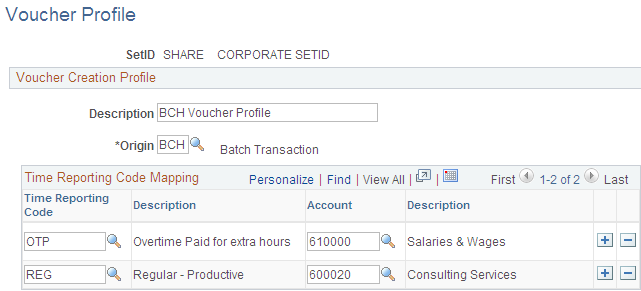 Voucher Profile page