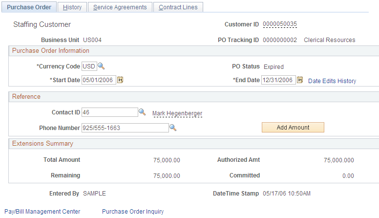 Purchase Order page