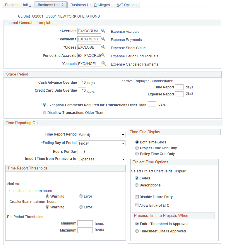 Expenses Definition - Business Unit 2 page (partial page shot)