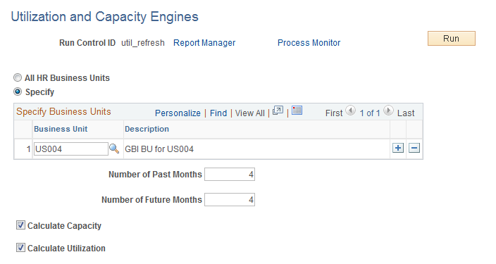 Utilization and Capacity Engines page