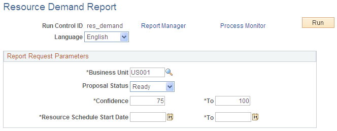 Resource Demand Report page