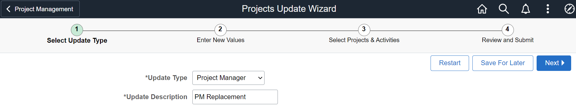 Project Update Wizard - Update Type