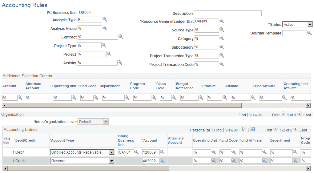 Accounting Rules page