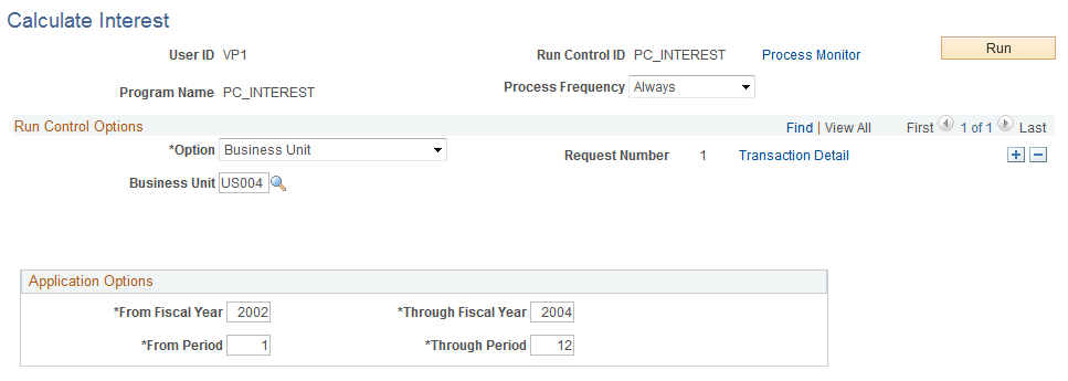 Calculate Interest page