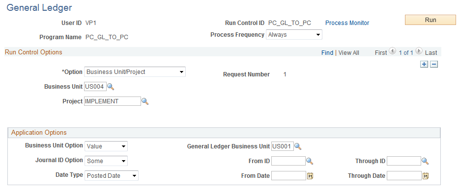 General Ledger page