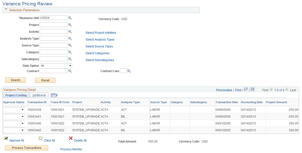 Variance Pricing Review page