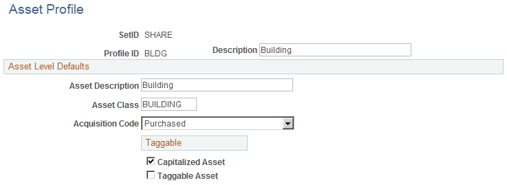 Asset Profile page