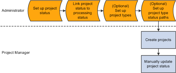 Setting up project and processing statuses