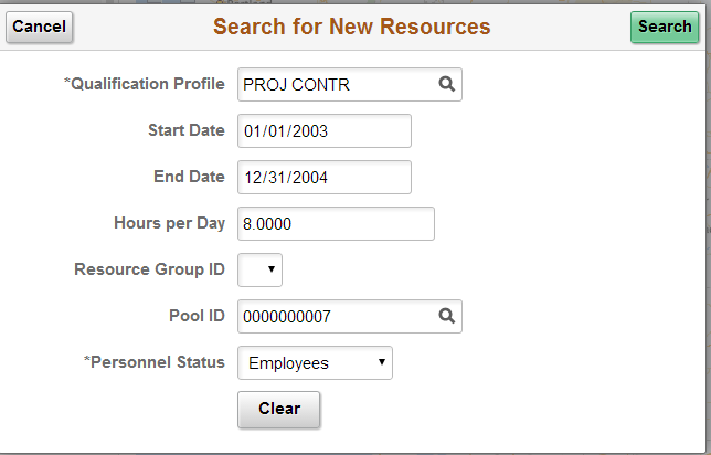 Resource Locator - Search For New Resource page