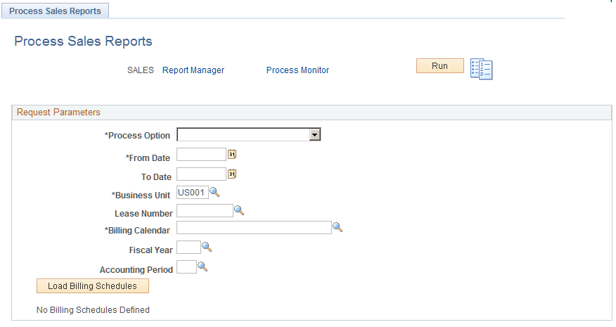 Process Sales Reports page