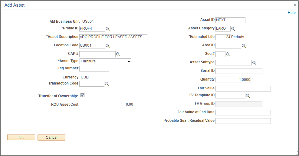 Add Asset page - Create New Lease