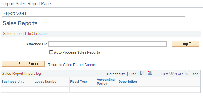 Report Sales - Sales Report (import) page