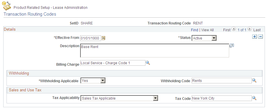 Transaction Routing Codes page