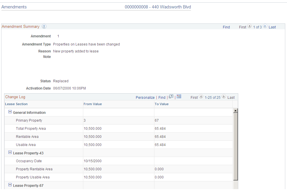 Amendments - Review Amendment Details page