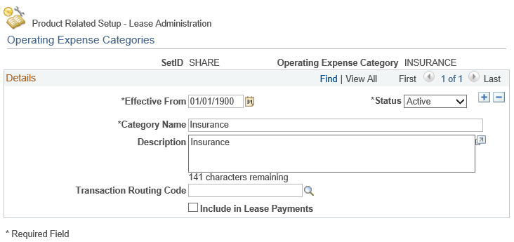 Operating Expense Categories Page