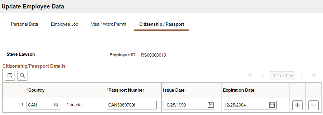Update Employee Data: Citizenship/Passport