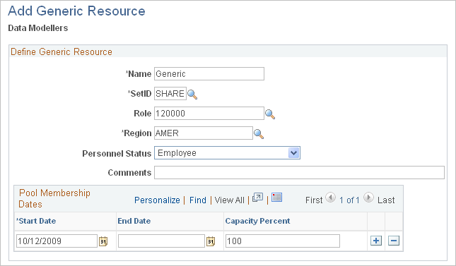 Add Generic Resource page