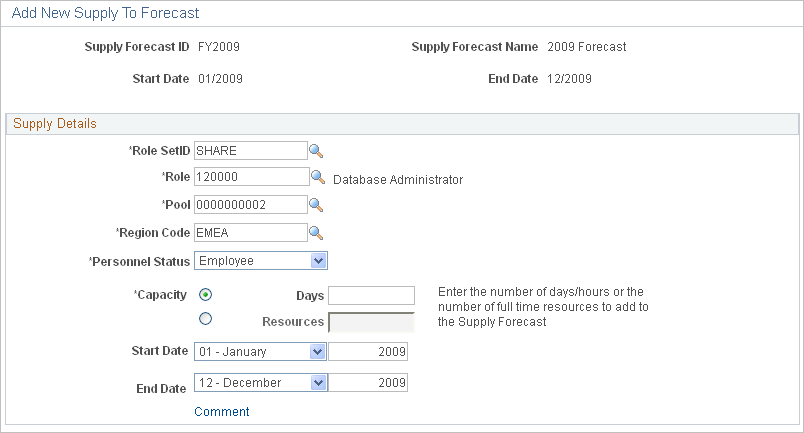 Add New Supply to Forecast page