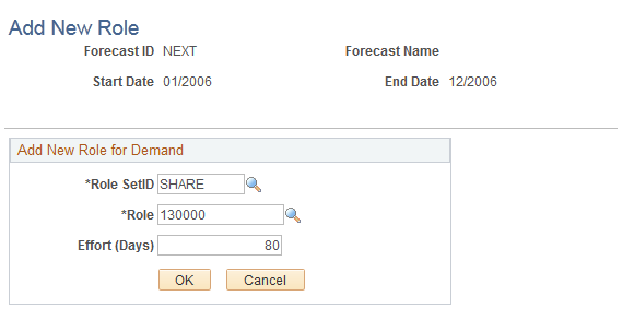 Demand Forecast - Add New Role page