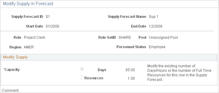Modify Supply in Forecast page
