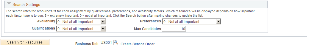 Search Settings collapsible group box on the Express Search page