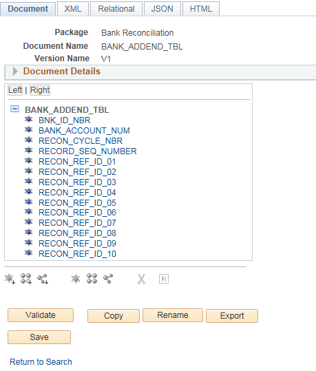 Example of the Target Document for Previous Day Bank Statements