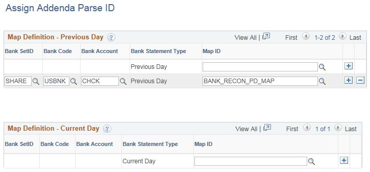 Assign Addenda Parse ID page