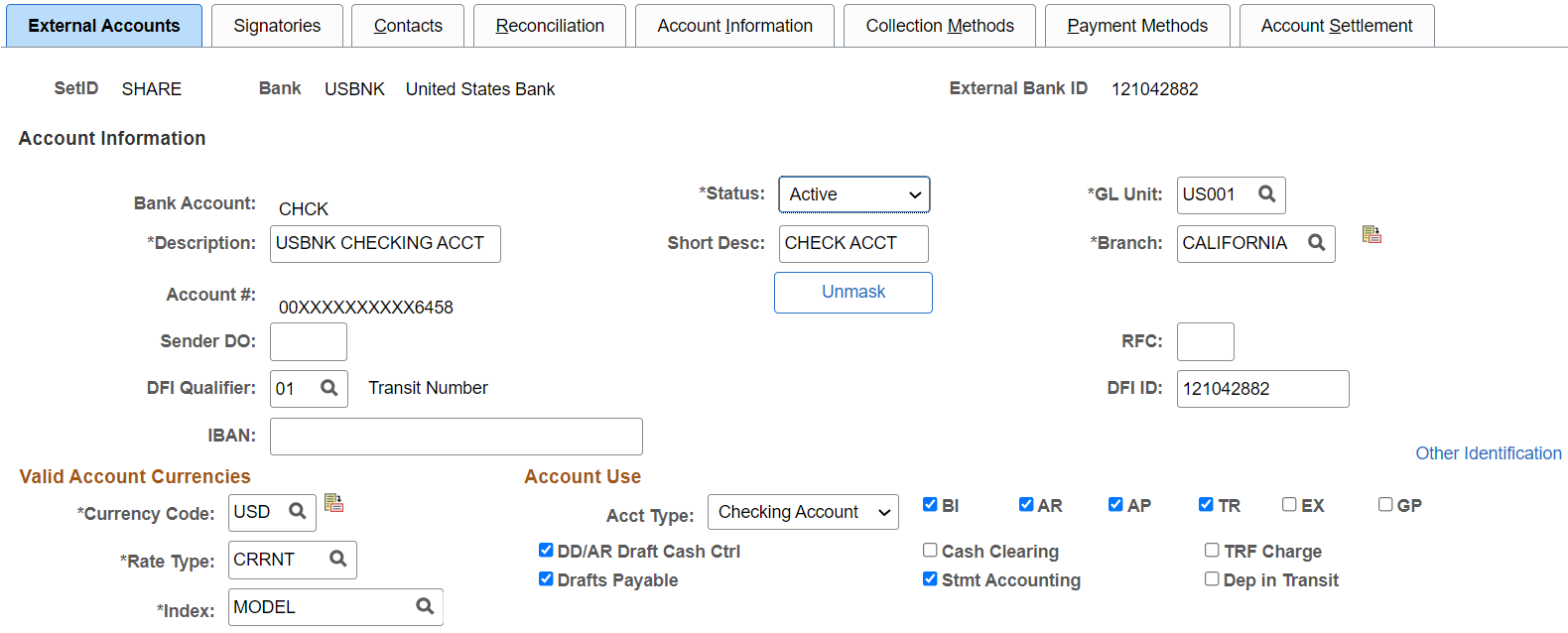 External Accounts (1 of 2)