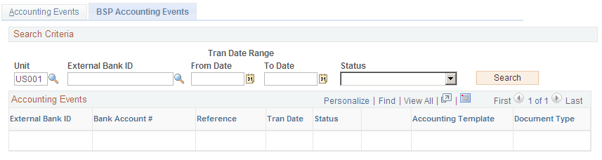 BSP Accounting Events page