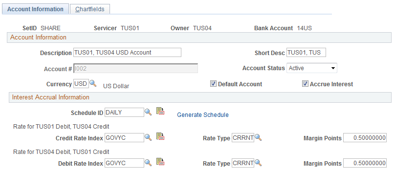 Internal Accounts - Account Information page