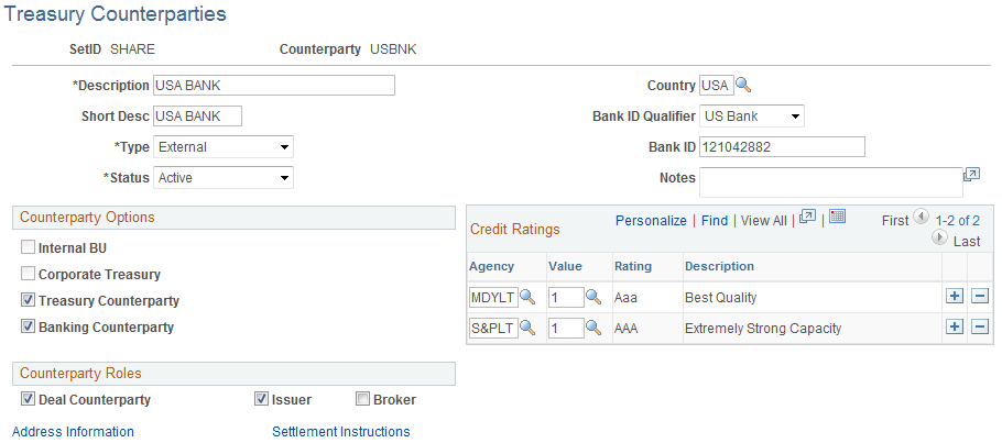 Treasury Counterparties page