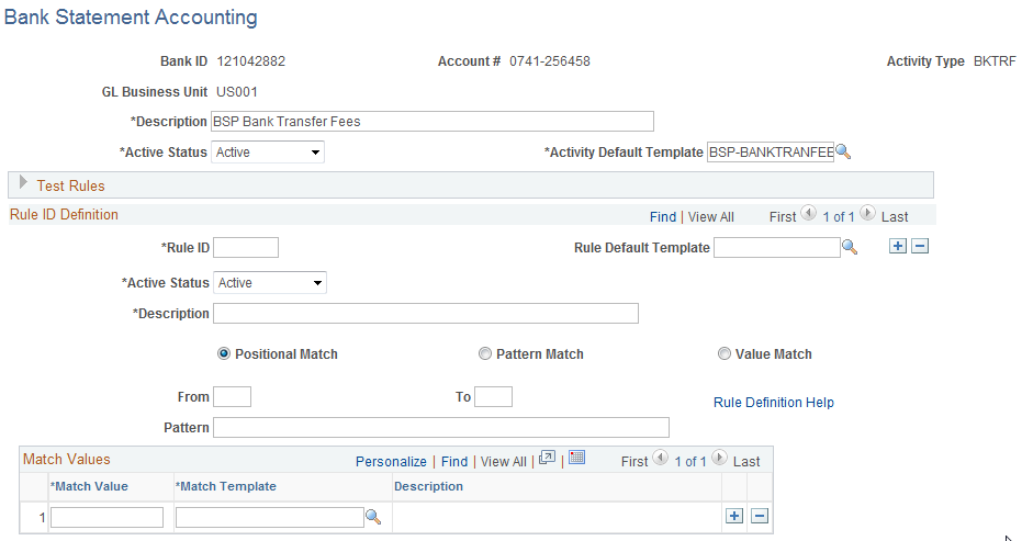 Bank Statement Accounting page