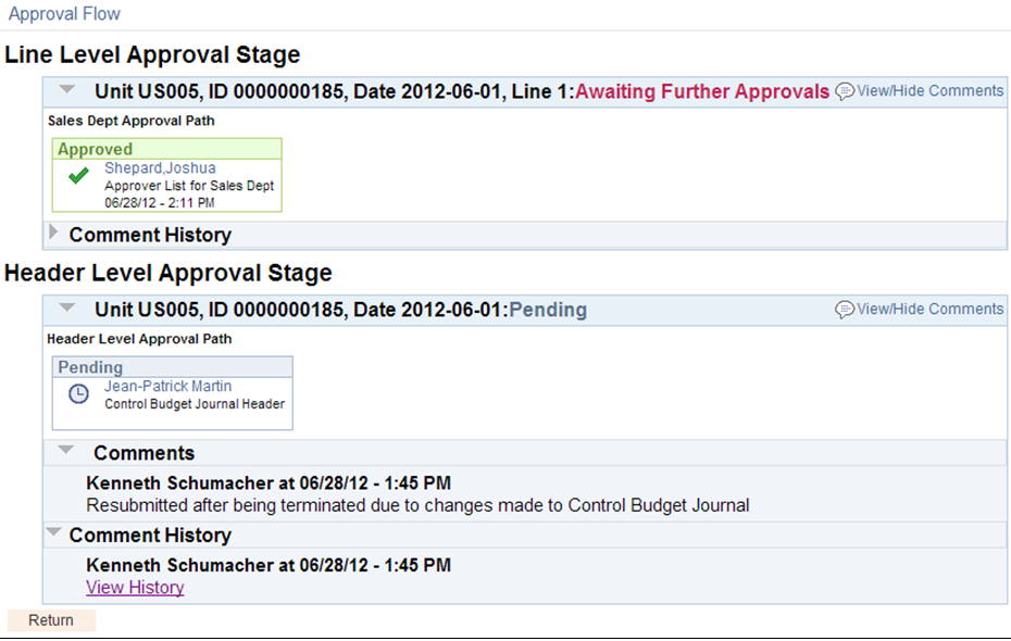 Approval Flow page