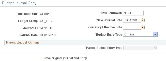 Budget Journal Copy page