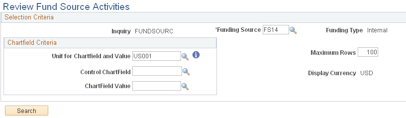 Review Fund Source Activities page (1 of 2)