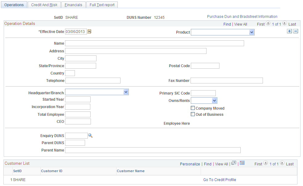 Operations page