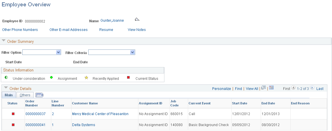 Employee Overview page (1 of 2)