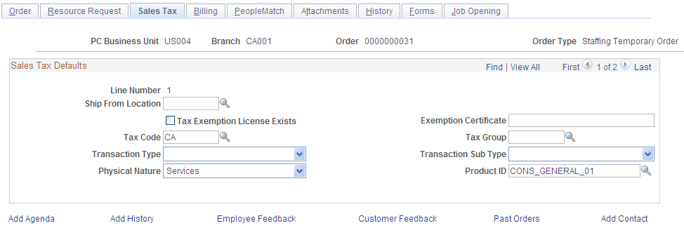 Sales Tax page