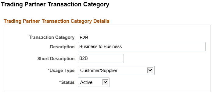 Trading Partner Transaction Category