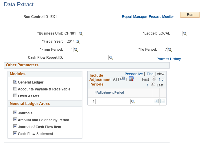 Data Extract page