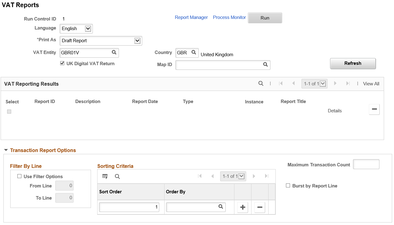 VAT Reports page