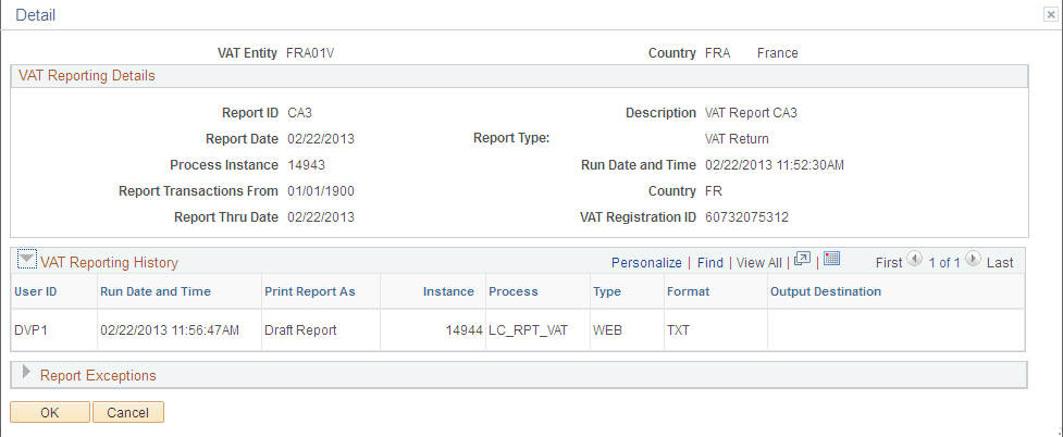 VAT Reports - Detail page