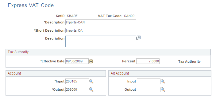 Express VAT Code