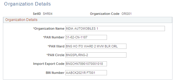 Organization Details page