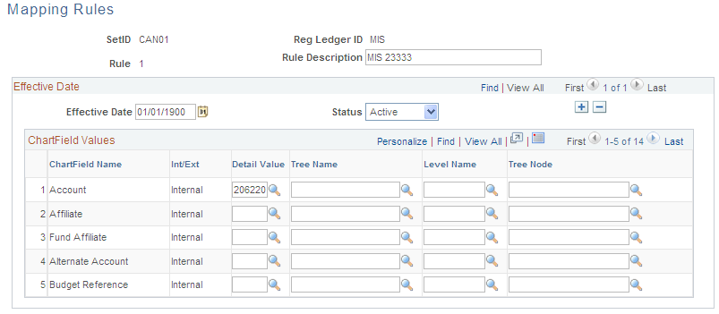 Reg Ledger Mapping Rules page